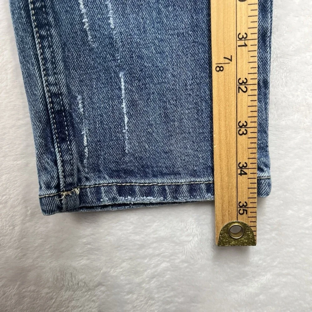 Dear John Erin Slim Straight Jeans Womens 25 Medium Wash Denim Distressed